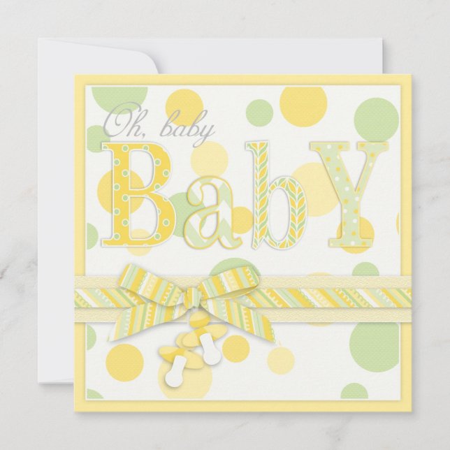 Invitación Baby Mint Yellow Dots Baby Shower (Anverso)