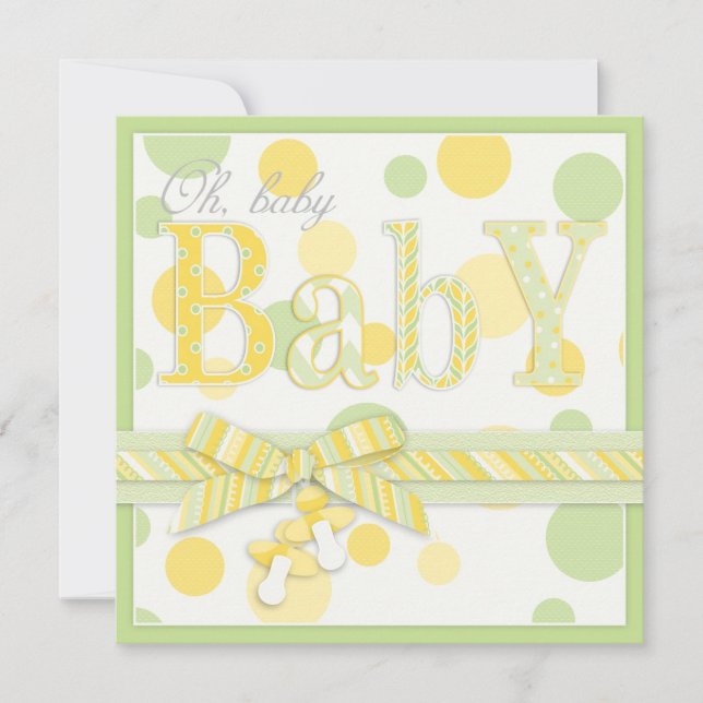 Invitación Baby Mint Yellow Dots Baby Shower (Anverso)