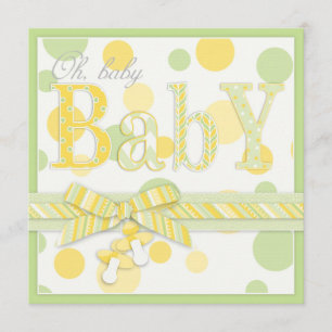 Invitación Baby Mint Yellow Dots Baby Shower