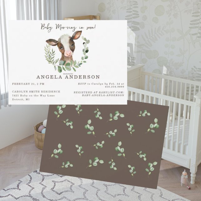 Invitación Baby Moo-ving en el Baby Shower de Eucalyptus pron (Subido por el creador)