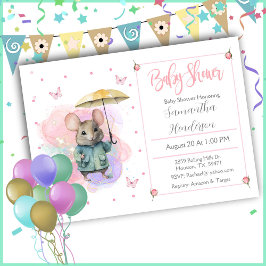 Invitación Baby Mouse Pastel Watercolor Baby Shower