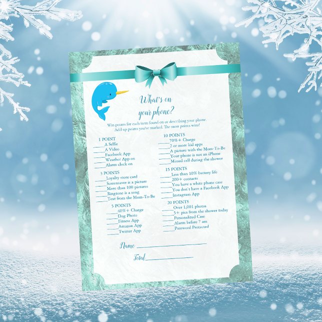 Invitación Baby Narwhal ¿Qué hay en tu juego de Baby Shower p (Subido por el creador)