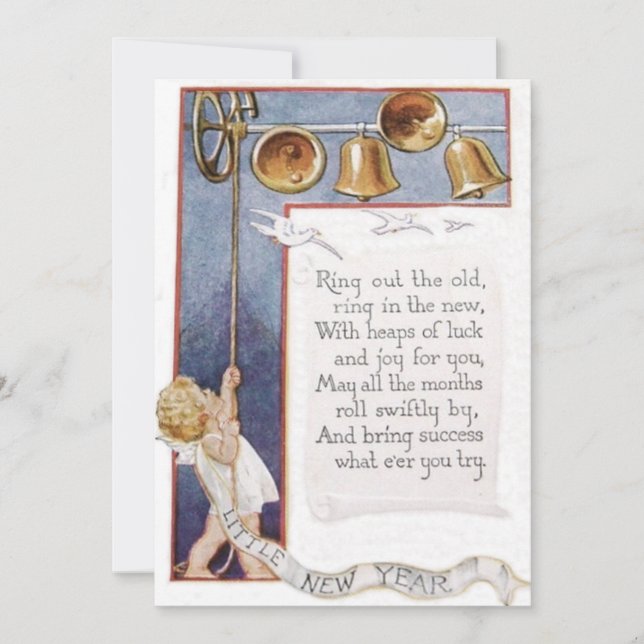Invitación Baby New Year Ringing Bells Dove (Anverso)