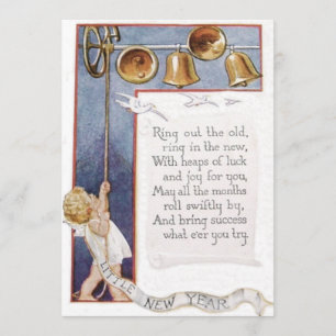 Invitación Baby New Year Ringing Bells Dove