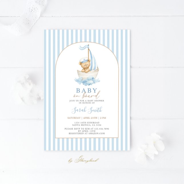 Invitación Baby on Board Baby Shower Boy (Subido por el creador)