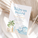 Invitación Baby on Board Beach Surf Baby Shower<br><div class="desc">Invite a amigos y familiares a compartir la alegría de la llegada de su pequeño hijo con esta invitación a la ducha de bebé con temática de "baby on board".</div>