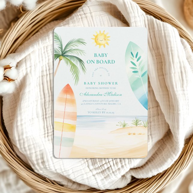 Invitación Baby on Board Beach Surf Baby Shower (Subido por el creador)