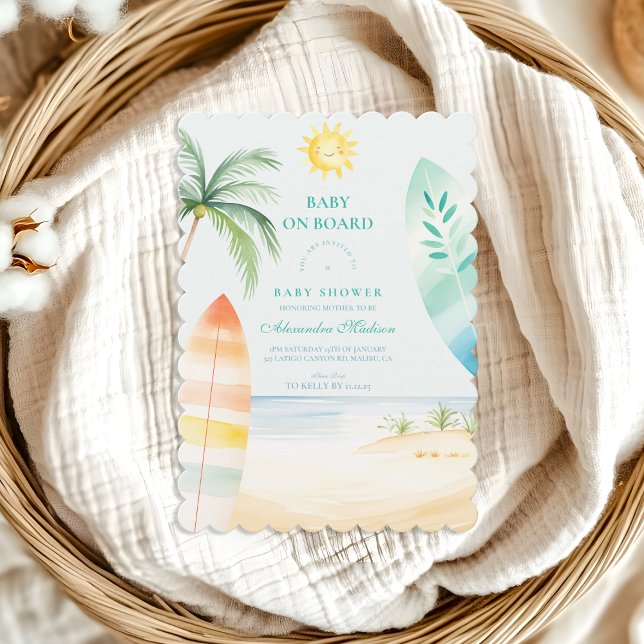 Invitación Baby on Board Beach Surf Baby Shower (Subido por el creador)
