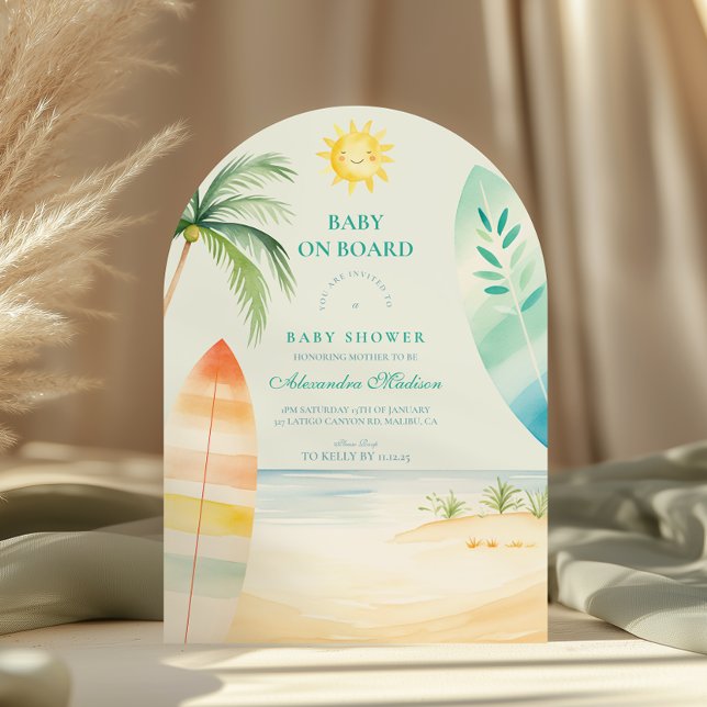 Invitación Baby on Board Beach Surf Baby Shower (Subido por el creador)