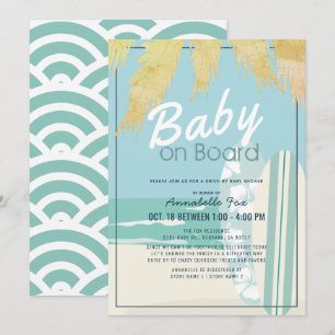 Invitación Baby on Board Beach Surf Boy Drive by Baby Shower