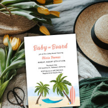 Baby On Board Beach Surf Palm Tree Baby Shower