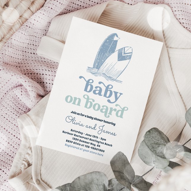 Invitación Baby On Board Modern Surf Beach Baby Shower (Subido por el creador)