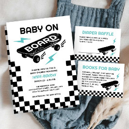 Invitación Baby on Board Skateboard Baby Shower