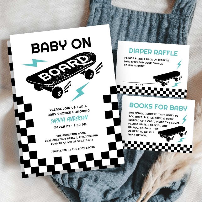 Invitación Baby on Board Skateboard Baby Shower (Subido por el creador)