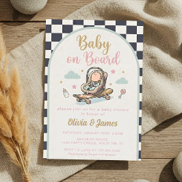 Invitación Baby on Board Skateboard Baby Shower party