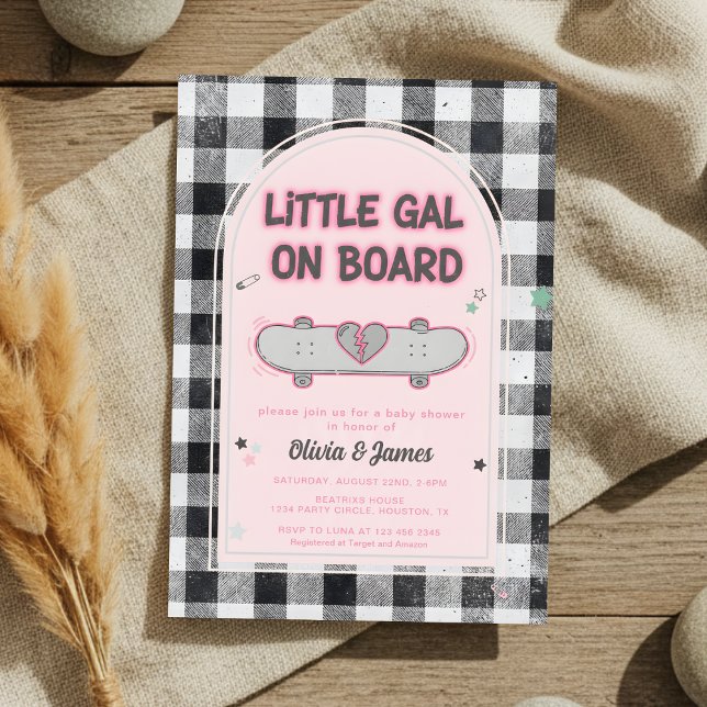 Invitación Baby on Board Skateboard Baby Shower party (Subido por el creador)