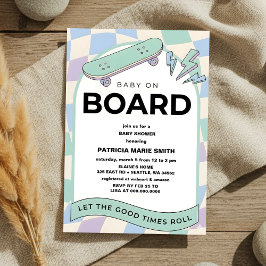Invitación Baby on Board Skateboard Baby Shower party Invitat