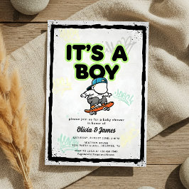 Invitación Baby on Board Skateboard Baby Shower party Invitat