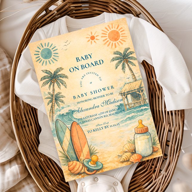 Invitación Baby On Board Surf Baby Shower (Subido por el creador)