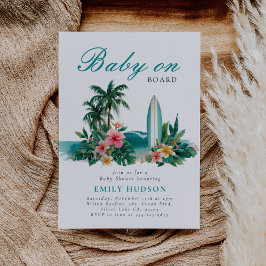 Invitación Baby On Board Surf Beach Baby Shower