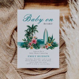 Invitación Baby On Board Surf Beach Baby Shower