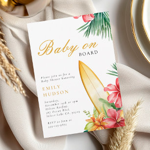 Invitación Baby On Board Surf Beach Baby Shower
