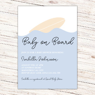 Invitación Baby On Board Surf Beach Neutral Baby Shower