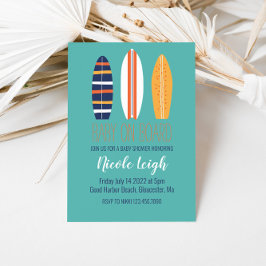 Invitación Baby On Board Surfboard Beach Baby Shower