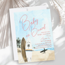 Baby on Board Surfboard Beach Chica Baby Shower