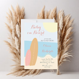 Invitación Baby on Board Surfing Beach Baby Shower