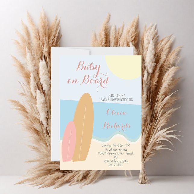Invitación Baby on Board Surfing Beach Baby Shower (Subido por el creador)