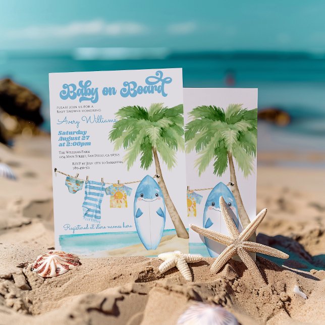 Invitación Baby on Board Surfing Boy Baby Shower (Subido por el creador)
