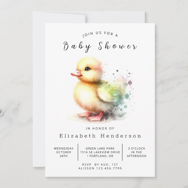 Invitación Baby Online Duck Baby Shower (Anverso)