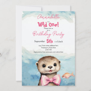 Invitación Baby Otter Wild One Chica Cumpleaños