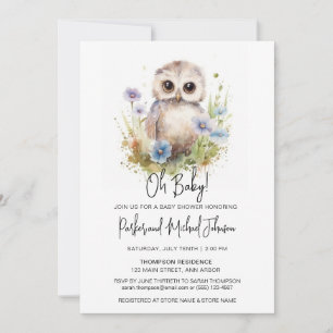 Invitación Baby Owl Woodland Baby Shower