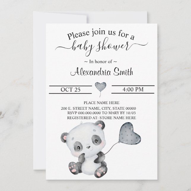 Invitación Baby Panda | BABY SHOWER (Anverso)