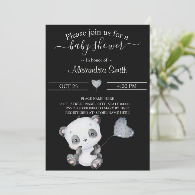 Invitación Baby Panda | Baby Shower (Anverso de pie)