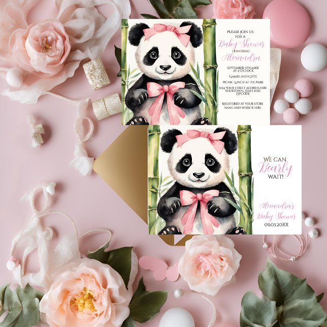 Invitación Baby Panda Chica Bearly Wait Baby Shower (Subido por el creador)