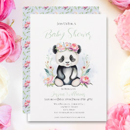 Invitación Baby Panda Peonies Jungle Baby Shower