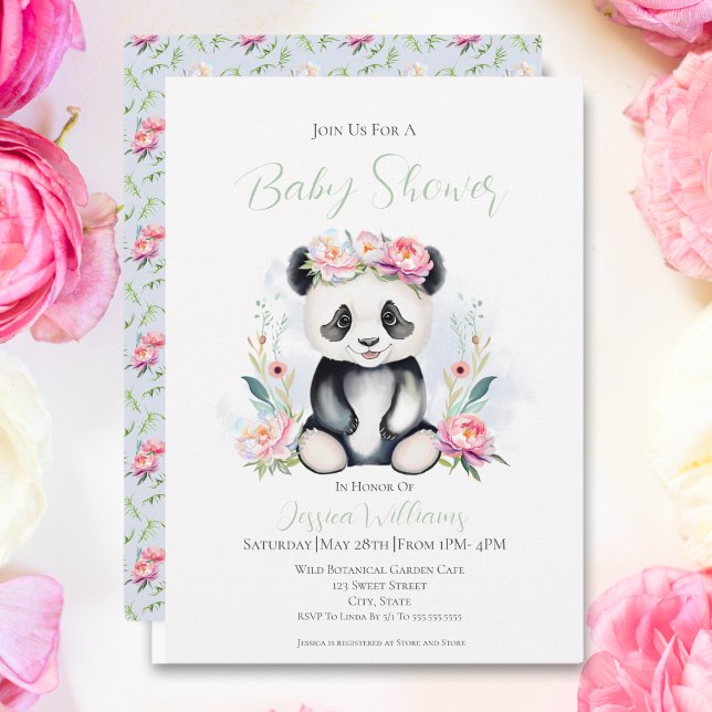 Invitación Baby Panda Peonies Jungle Baby Shower (Delight in the charm of nature with our Baby Panda Peonies Jungle Invitation!)