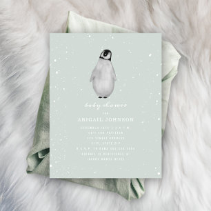 Invitación Baby Penguin Blue Boy Winter Baby Shower