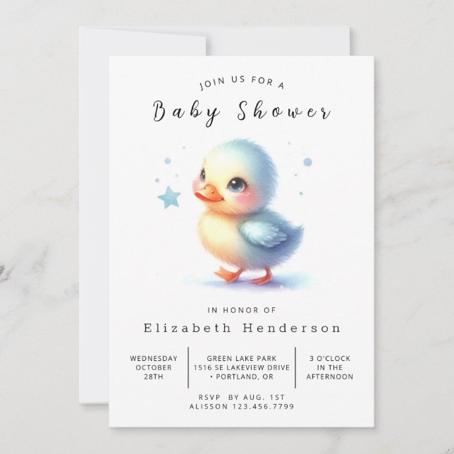 Invitación Baby Personalizado Duck Baby Shower (Anverso)