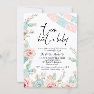 Invitación Baby Pink Blue Taco sobre un bebé Baby Shower