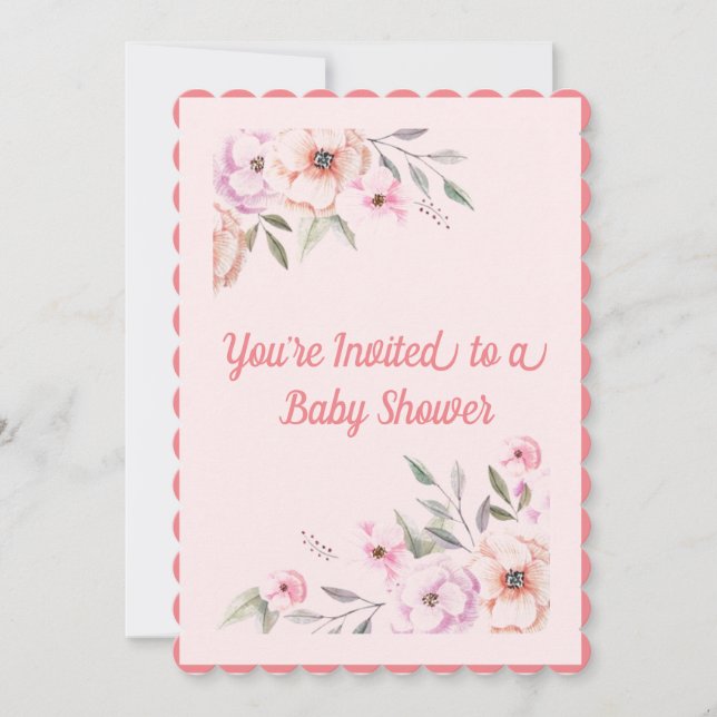 Invitación Baby Pink Floral Baby Shower (Anverso)