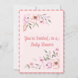 Invitación Baby Pink Floral Baby Shower