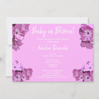 Invitación Baby Pink Floral Baby Shower Invitation