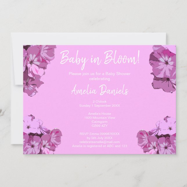 Invitación Baby Pink Floral Baby Shower Invitation (Anverso)