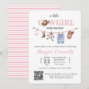 Invitación Baby Pink Little Cowgirl is on the Way