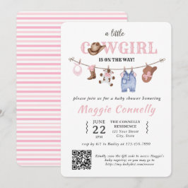 Invitación Baby Pink Little Cowgirl is on the Way Invitation