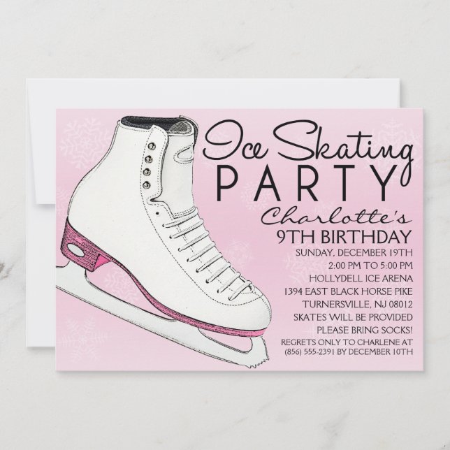 Invitación Baby Pink Skate Mates Fiesta de cumpleaños para pa (Anverso)